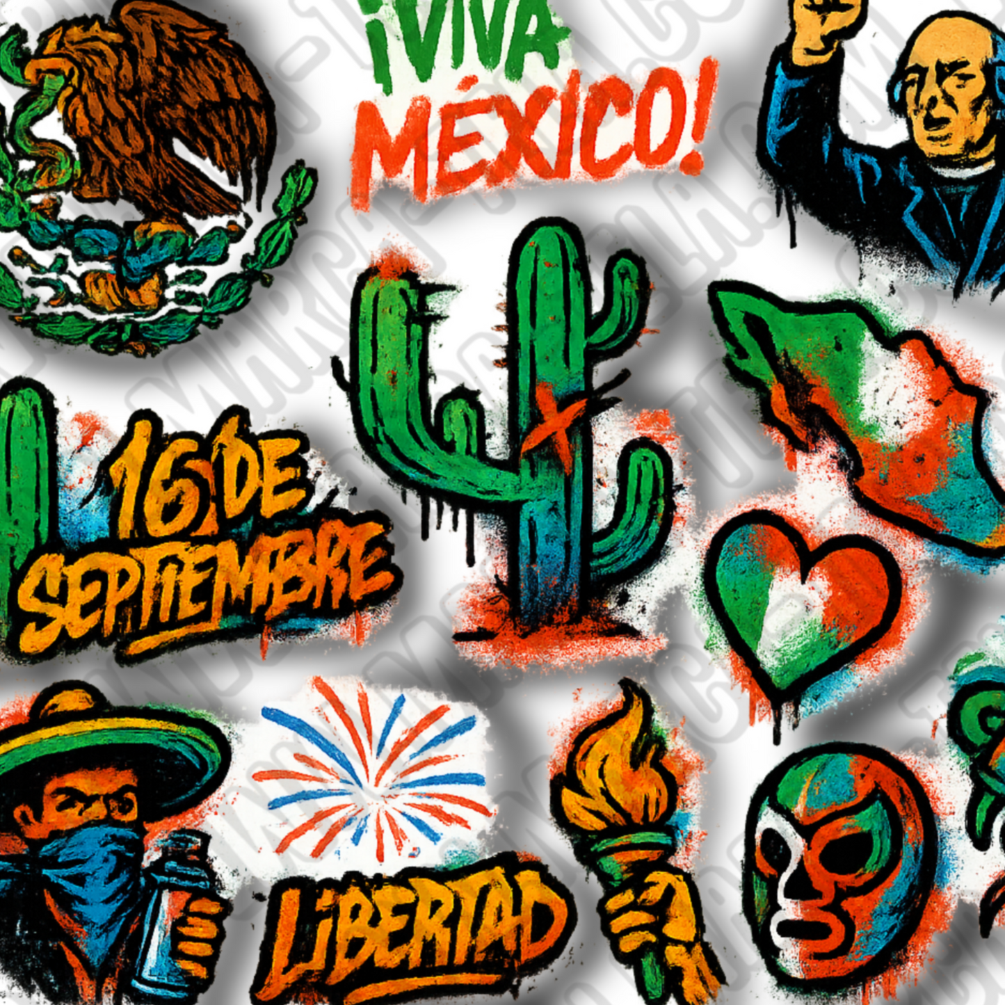 🎨 Paquete PNG – Graffiti Independencia (20 ilustraciones comerciales)