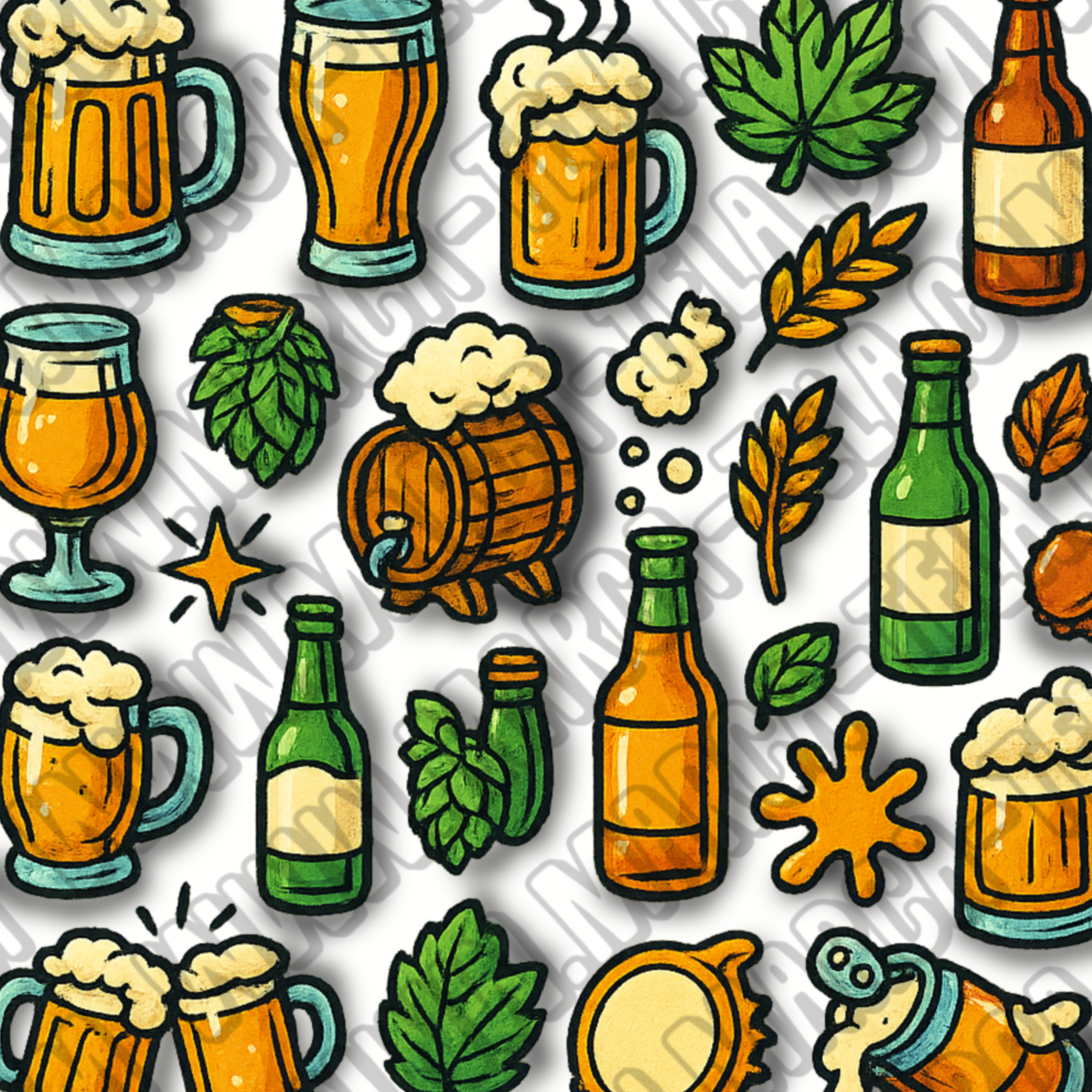 🍻 Paquete PNG – Beer Vibes #2 (20 ilustraciones comerciales)