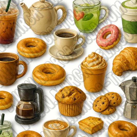 ☕️ Paquete PNG – Coffee Vol 2 (20 ilustraciones comerciales)