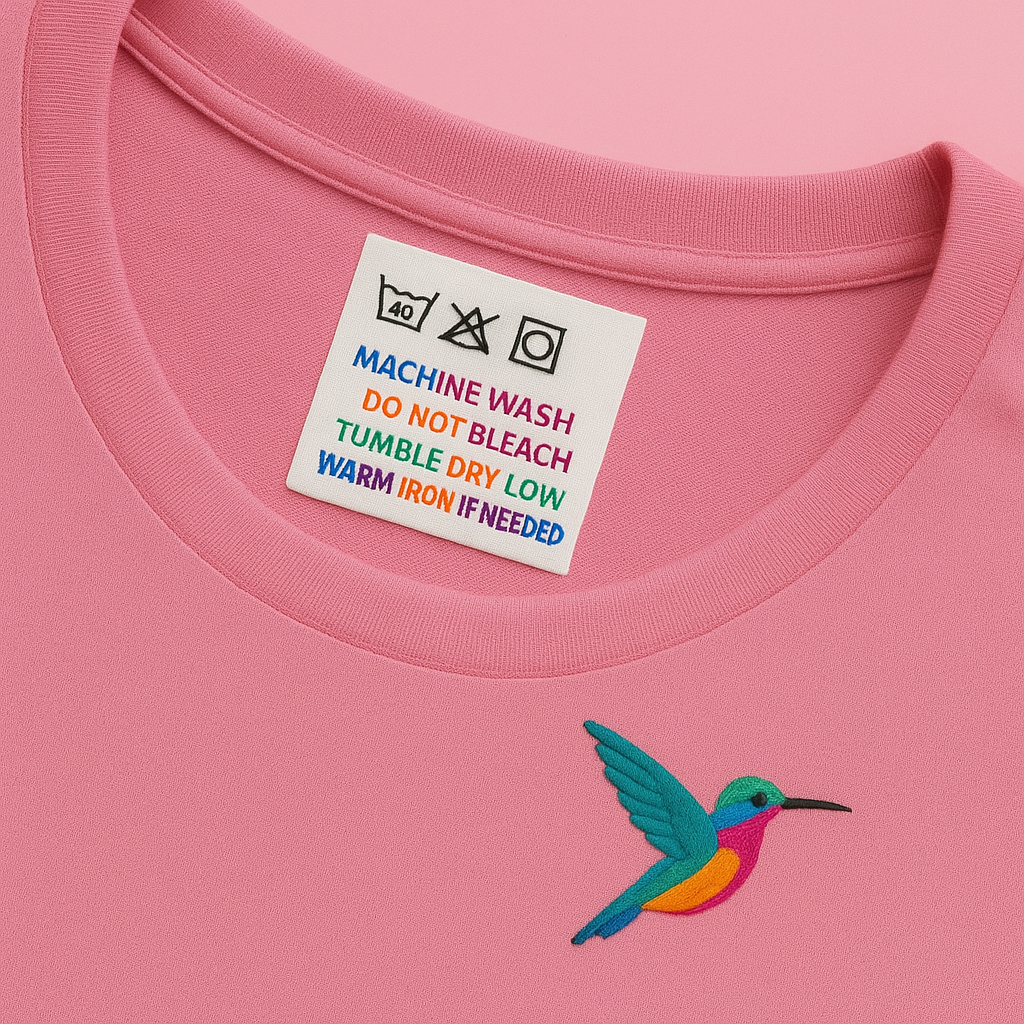 50m de Etiquetas de Nylon Personalizadas – Fondo Blanco, Impresión Multicolor
