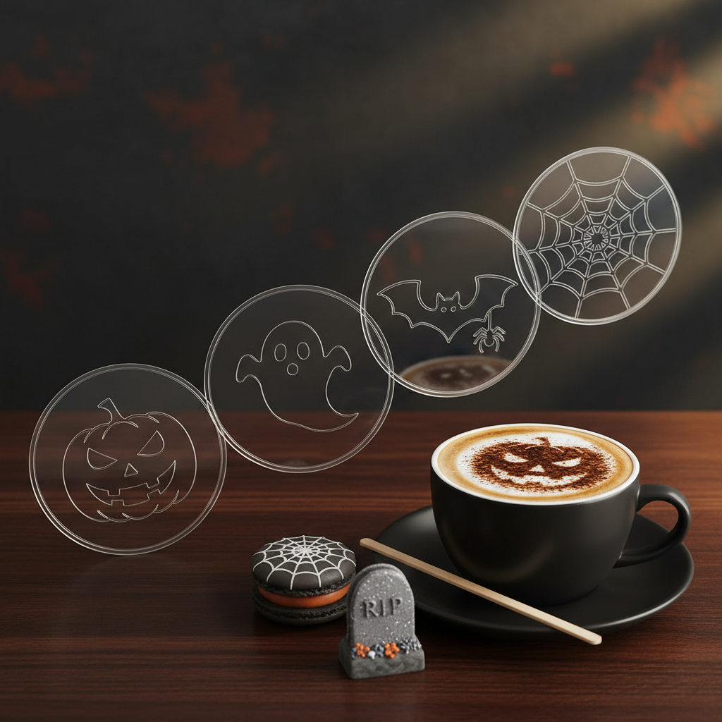 Stencils Halloween para Café y Postres 🎃