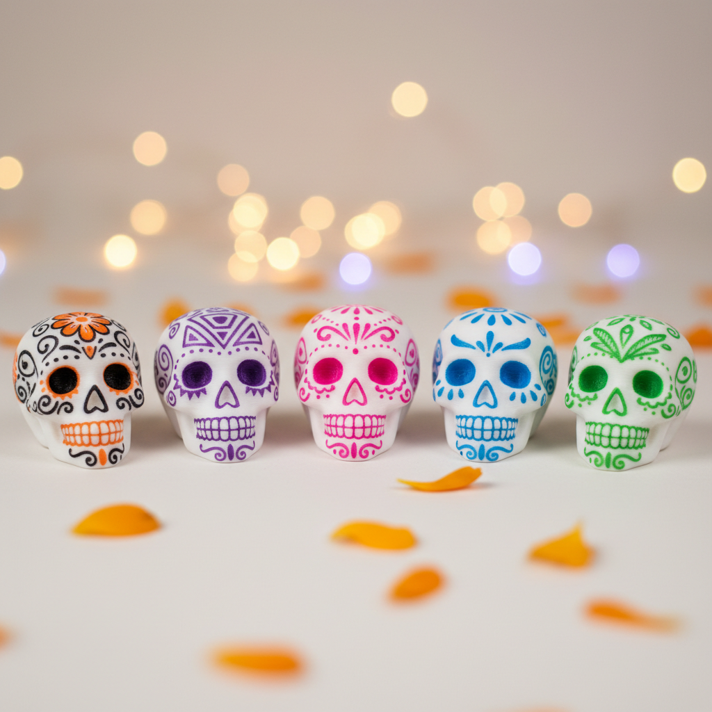 Set de 5 Calaveritas Mexicanas 3D 💀🌼